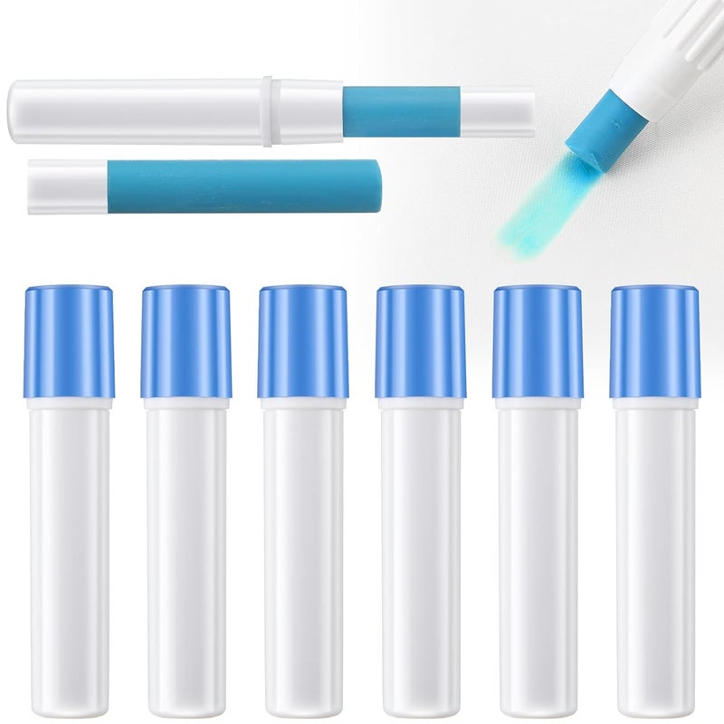 Avenuebool 6 Pack Fabric Glue Pen Refills, Washable Temporary Fabric Sewing Adhesive, 2" L x 0.6" W, Water Soluble Blue Glue Stick Refills for English Paper, Quilting, Piecing Patchwork Sewing - Image 1
